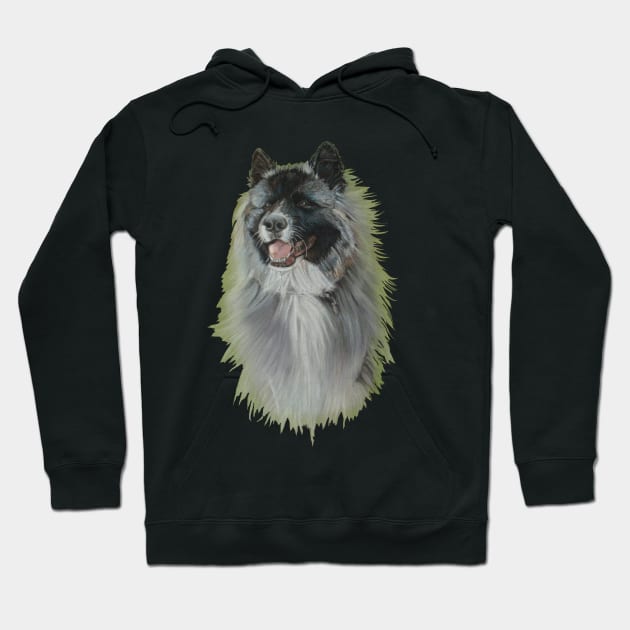 Long coat black faced silver grey akita Hoodie by pollywolly